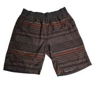 Prana Men's Mojo Short Charcoal Grey Multi-Stripe Board Shorts L